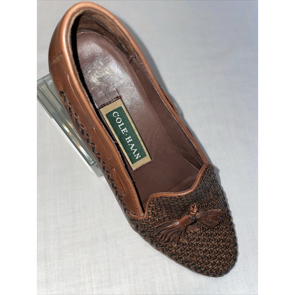 Cole Haan Dressy Loafers Womens Size 8 B Brown Leather Weave Going Out City